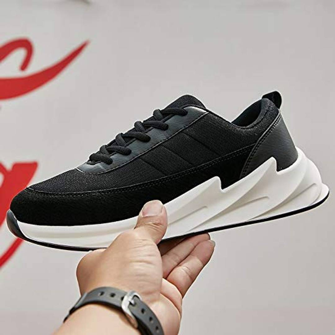Elegant Black Mesh Solid Sports Shoes For Men
