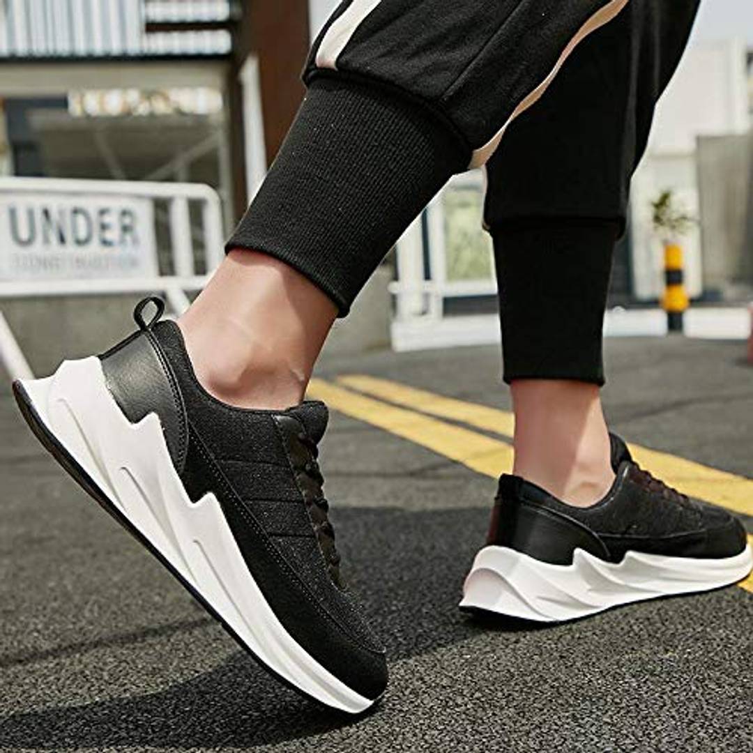 Elegant Black Mesh Solid Sports Shoes For Men