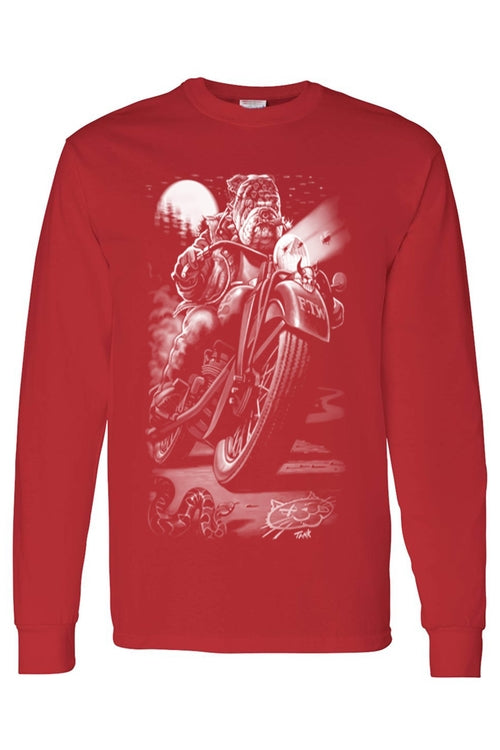 Unisex Long Sleeve Shirt Biker Bulldog Cats Suck Canines Rule