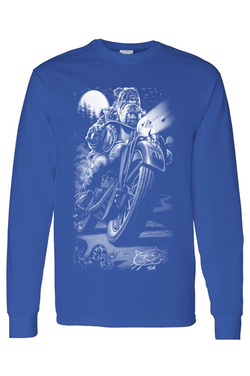 Unisex Long Sleeve Shirt Biker Bulldog Cats Suck Canines Rule