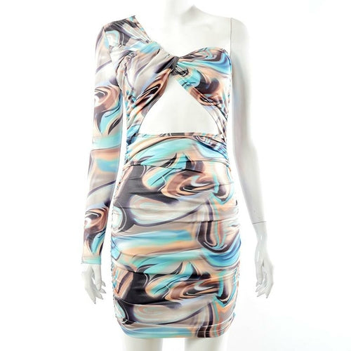 One Sleeve Print Elegant Casual Dresses